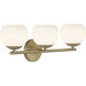 Moon Breeze 3 Light 25 inch Brushed Gold Vanity Light Wall Light